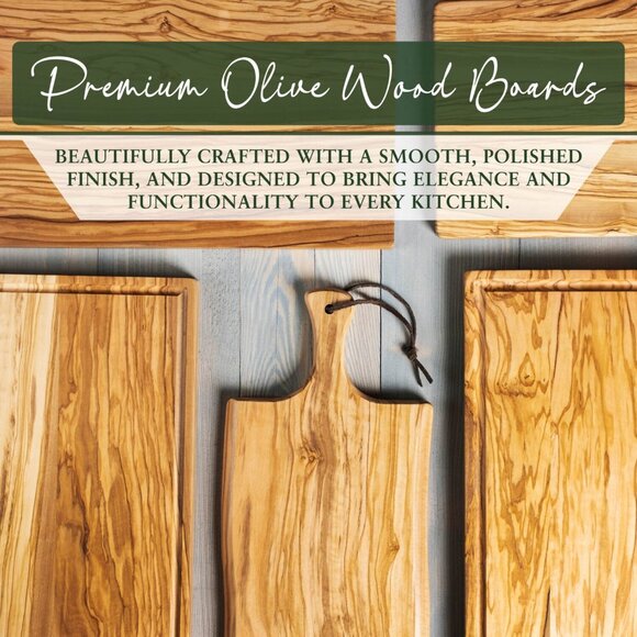 Personalized Olive Wood Board with Handle (17×8 inch) - Picture 4 of 5